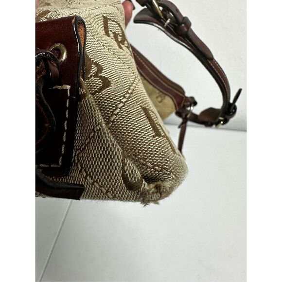 DOONEY & BOURKE SIGNATURE MONOGRAM BLACK GREY EAST/WEST SLOUCH SATCHEL BAG - Picture 7 of 16